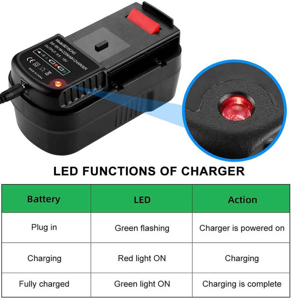 Black Decker 18v Battery Charger Red Light